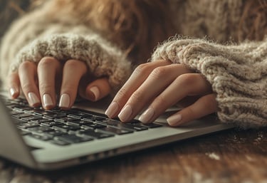a woman's hands on a laptop computer