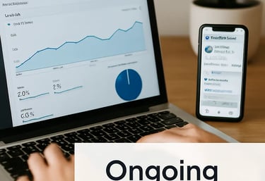 Person analysing website growth and SEO performance on a laptop