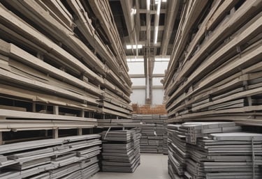 A construction worker inspecting materials at a building site.