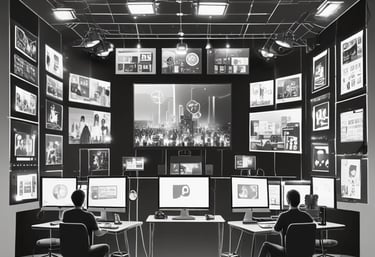 A behind-the-scenes shot of a film production in action.