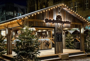 Weihnachtsmarkt Chemnitz, Weihnachtsmarkthütte, Alpenhütte, Getränkebar