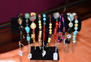 bracelets made of natural stones with hematite elements, handmade, natural stones, our designs made 