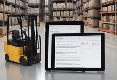 A point of sale system with a touchscreen monitor displaying a colorful software interface. The setup includes a keyboard, a cash drawer, a receipt printer, and a card reader. The background shows a blurred image of a bright, modern interior, likely a cafe or restaurant, with artwork on the walls and a large glass window providing a view of the outside.