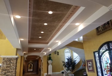 Ceilings done in Venetian Plaster Waxed in a  custom color