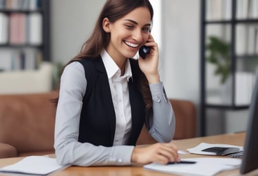 A group of people dressed in formal attire are standing in front of a real estate office. The storefront displays a large sign with an URL and various social media icons, and text in a foreign language. The group mostly consists of men in white shirts and dark trousers, standing in a straight line, with two women at either end of the row.