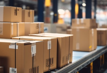 Cajas en el depósito de almacenamiento de Pro Cargo