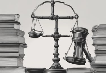 A professional lawyer's office with legal books and a desk.