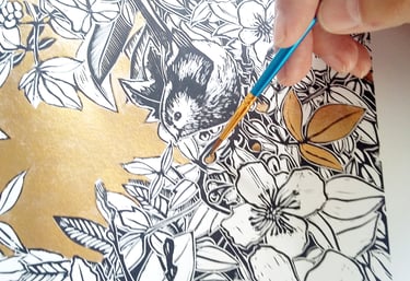 carolynne coulson hand colouring a print