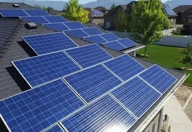 Residential rooftop solar panel installation for sustainable home energy efficiency.