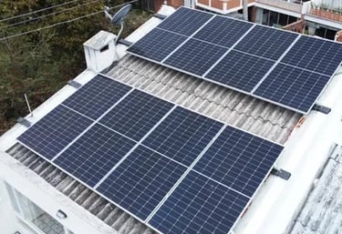 Residential rooftop solar panel installation for sustainable renewable home energy.