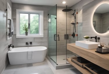 A partially constructed building extends from the back of a house, with dark gray cinder block walls and a window opening. Construction materials, such as boards and metal beams, are visible inside the structure. The original stone siding of the house is visible, and some of the bricks have been exposed. An unfinished pipe is protruding from the ground.