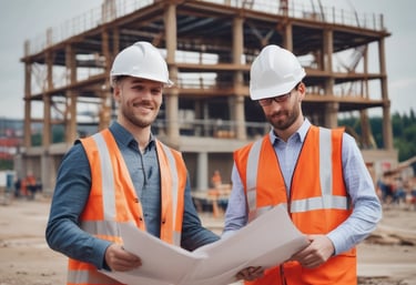 A black-and-white photo depicting a tall, modern building under construction with a visible crane. The structure appears next to an ornate, classical building with arches and columns. Leafy branches frame the image from the left corner.