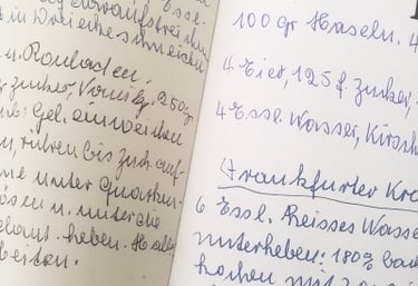 handwritten text in book, closeup - copyright Tanja Dietzig