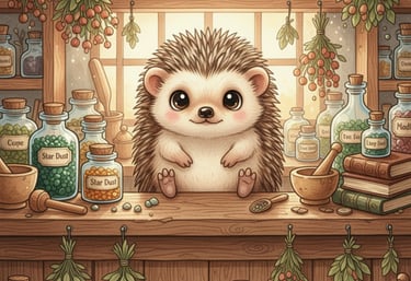 Rina the Hedgehog in her workshop