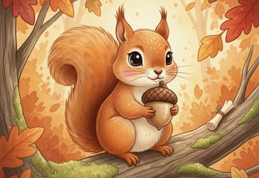 Ema the Squirrel holding acorn