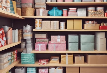 A busy mailbox rental office with various packages and shipping supplies on display.