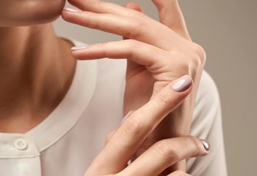 a woman with medium nails