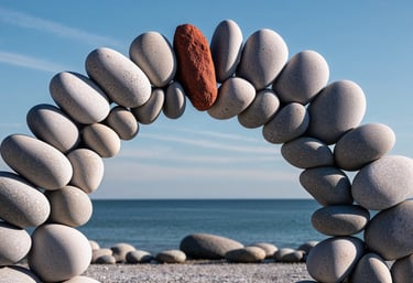 Steinbogen mit rotem Schlussstein als Symbol für die Schlüsselrolle der IP-Strategie