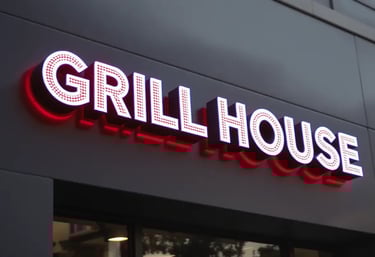 3D LED restaurant signboard glowing at night – SignageBoard.ae