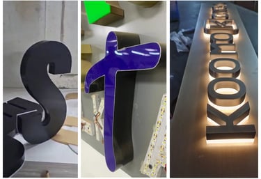 3 examples of Aluminium backlit signage letters
