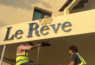 Le Reve Clinic Signage in Aluminum Powder coating with halo backlite