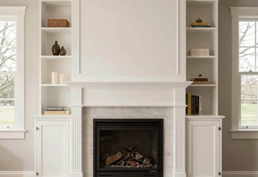 Geometric tiles are arranged in an intricate pattern with octagonal and square shapes made of marble, featuring a combination of white, black, and reddish colors. Sunlight casts shadows across the surface, creating a play of light and shadow that highlights the texture of the materials.