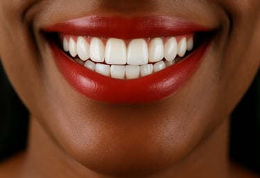 un sourie après un blanchiment dentaire dans un cabinet dentaire  au Cameroun – soins dentaires