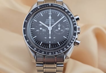 Omega Speedmaster Moonwatch Professional chronograph with black dial and stainless steel case