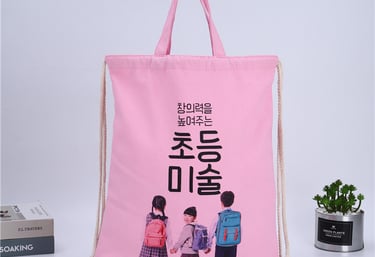 custom cotton canvas drawstring backpack with handles