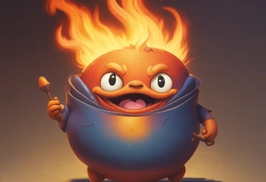 A portrait of a happy Calcifer from studio ghibli