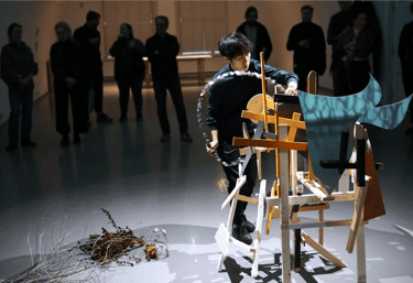 Hedy Leung's 'Assemble' ikebana performance at HIAP Gallery Augusta, Suomenlinna, Helsinki