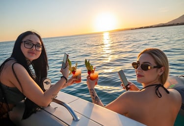 chicas disfrutando un mojito a bordo