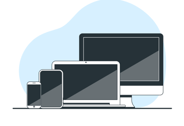 a laptop, tablet, cell phone, iMAc, big screen TV connected through wi-fi