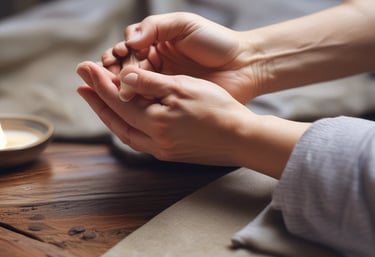 a person holding a candle in their hands