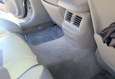 Car interior with freshly shampooed seats and carpets