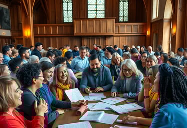 un groupe de personnes assises autour d'une table