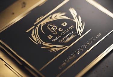 a black and gold business card with a gold foil foil foil