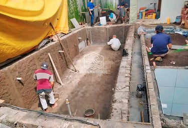 Proses Pembuatan kolam renang di Pangandaran oleh layanan profesional Dayanapool