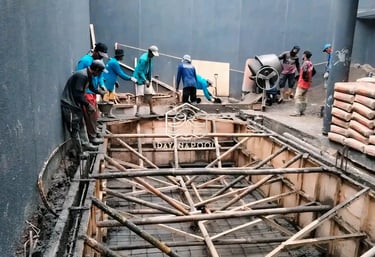 proses pembuatan begisting kolam renang oleh dayanapool.
