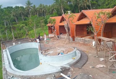 Proses pembuatan kolam renang di Subang