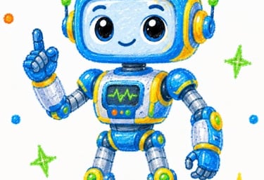 Robot humanoide azul que representa programación y descubrimiento.