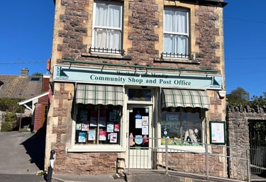 Westbury-sub-Mendip Community Shop front on a sunny day