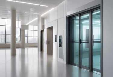 Technicians installing structured cabling in a commercial space.