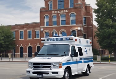 AMBULANCIA TERRESTRE CON LOGO SAC COLOR BLACO Y AZUL
