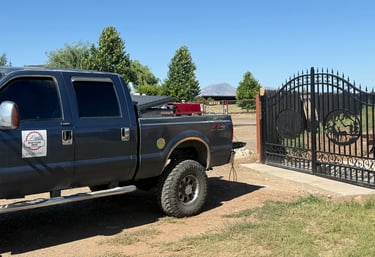 welding truck in Prescott Valley, repairing a gate