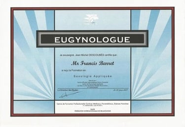 Diplôme d'Eugynologue de Francis barret