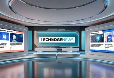Stay ahead with the latest tech news! A digital newsroom showcasing breaking stories on AI cyber tec