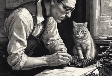 Cat supervises a writer