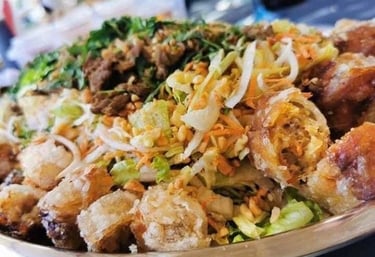 a plate of food with meat and vegetables