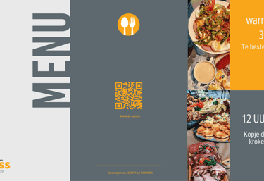 a menu card with a menu for dinner